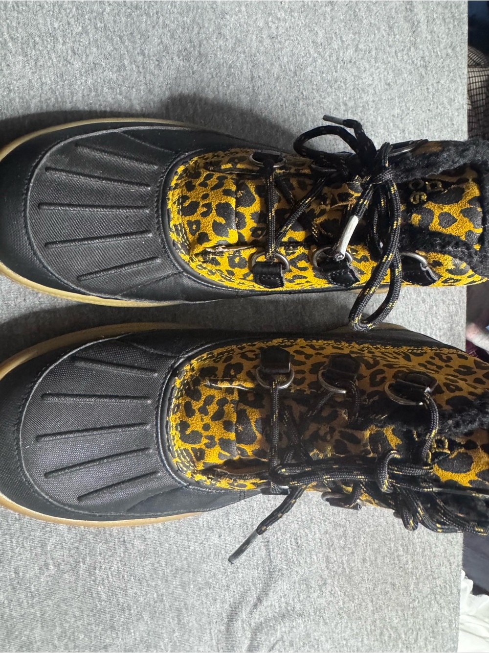 Nike ACG Women's Black and Yellow Leopard Winter Duck Boots